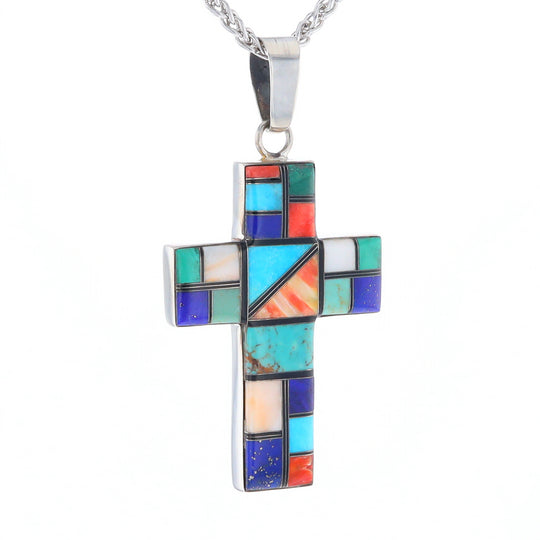 Multi-Stone Mosaic Cross