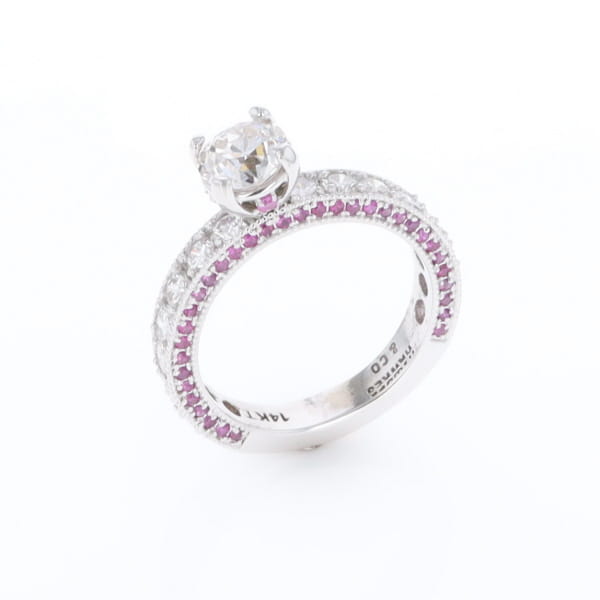 Diamond and Pink Sapphire Engagement Ring