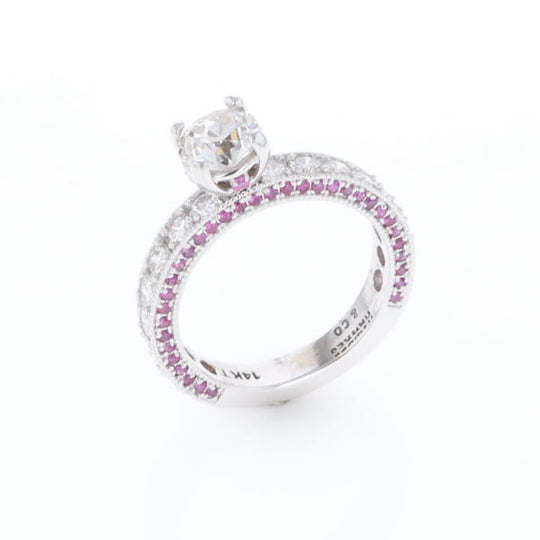 Diamond and Pink Sapphire Engagement Ring