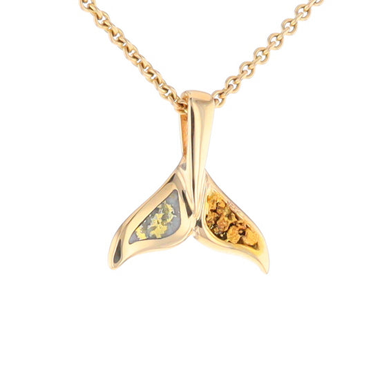 Whale Tail Necklaces Natural Gold Quartz and Nuggets Inlaid Pendant