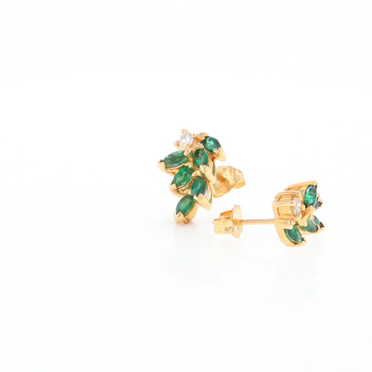 Marquise Emerald Cluster Stud Earrings