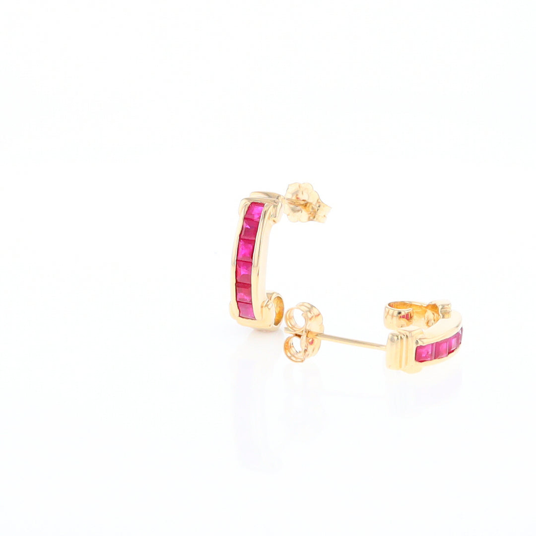 Channel Ruby Semi-Hoop Earrings