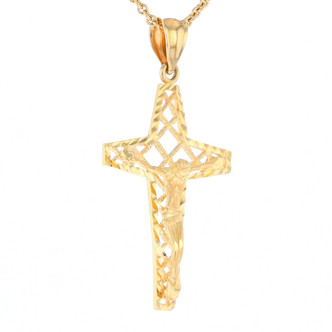 Gold Mesh Crucifix Pendant