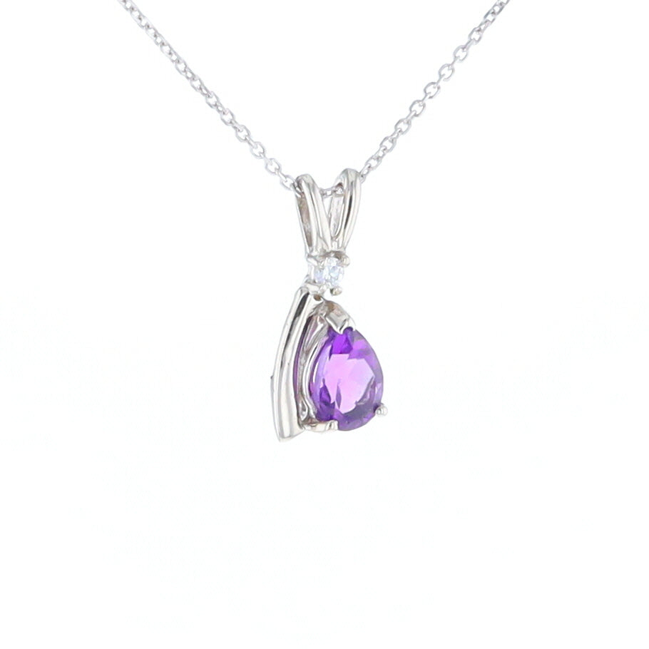 Amethyst Pear Ribbon Necklace