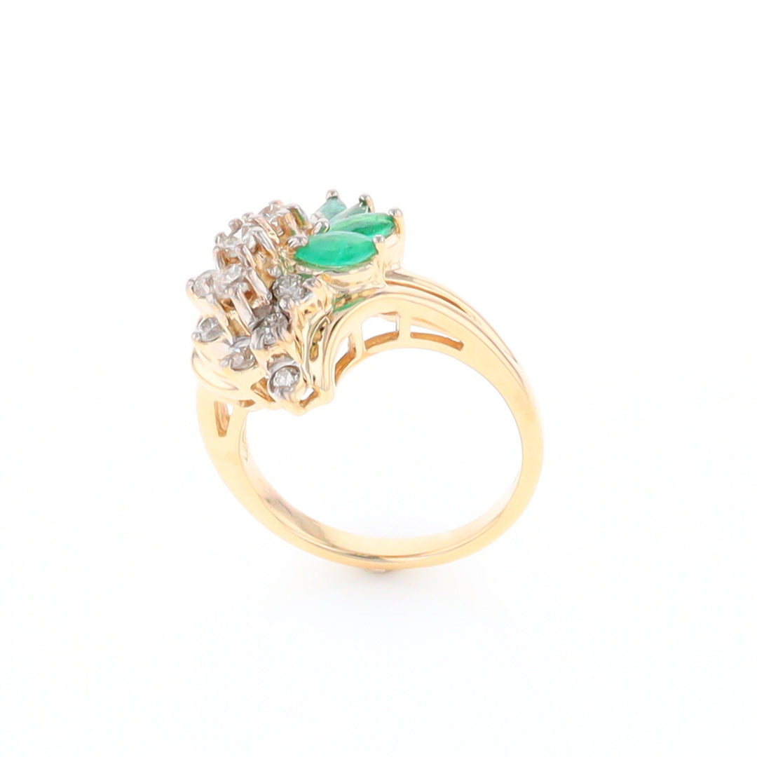 Emerald and Diamond Cluster Ring