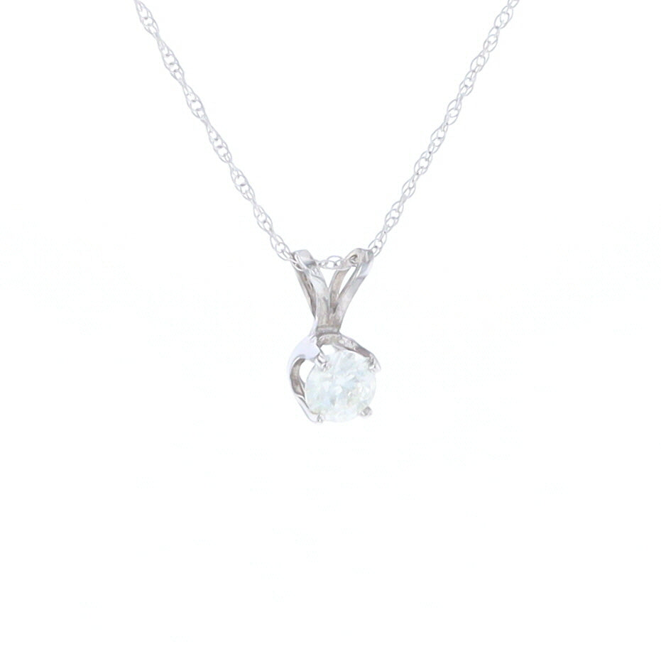 White Gold Solitaire Diamond Pendant