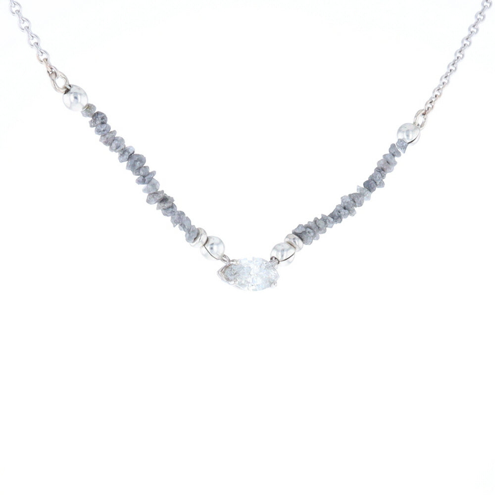 Marquise Diamond Necklace with Rough Diamond Beads