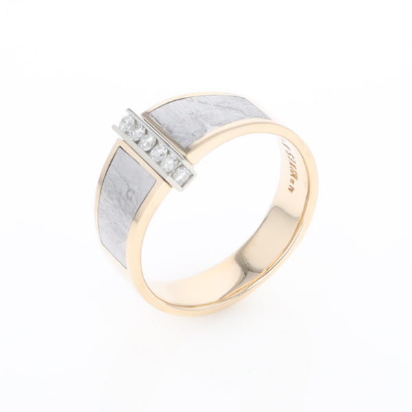 Meteorite Ring Double Sided Inlaid with .19ctw Round Diamonds