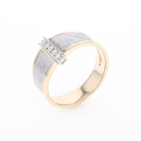 Meteorite Ring Double Sided Inlaid with .19ctw Round Diamonds