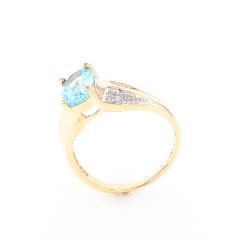 Blue Topaz Ring with Diamond Accents