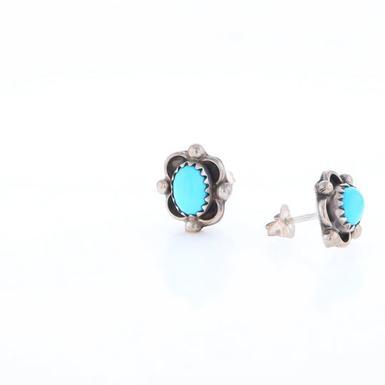 Turquoise Floral Framed Earrings