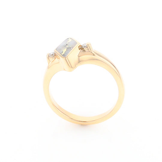 G2 Gold Quartz Ring Diamond Shape Inlaid with 0.05ctw Round Diamonds