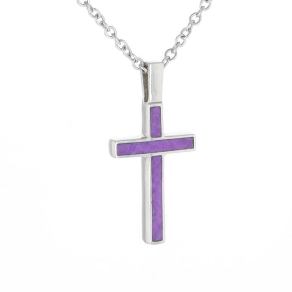 Sugilite 3 Section Inlaid Cross Pendant