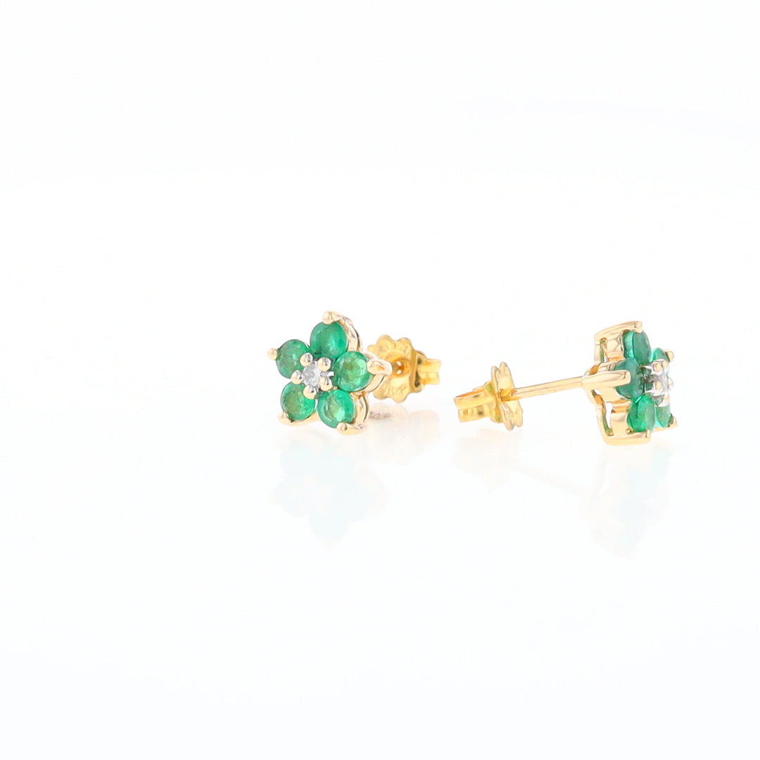 Emerald Flower Stud Earrings