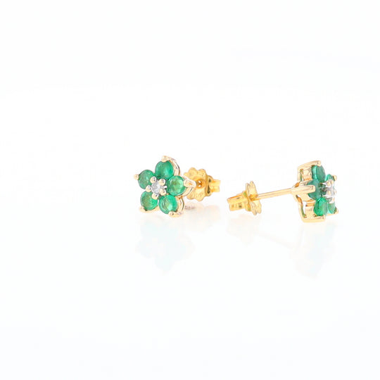 Emerald Flower Stud Earrings