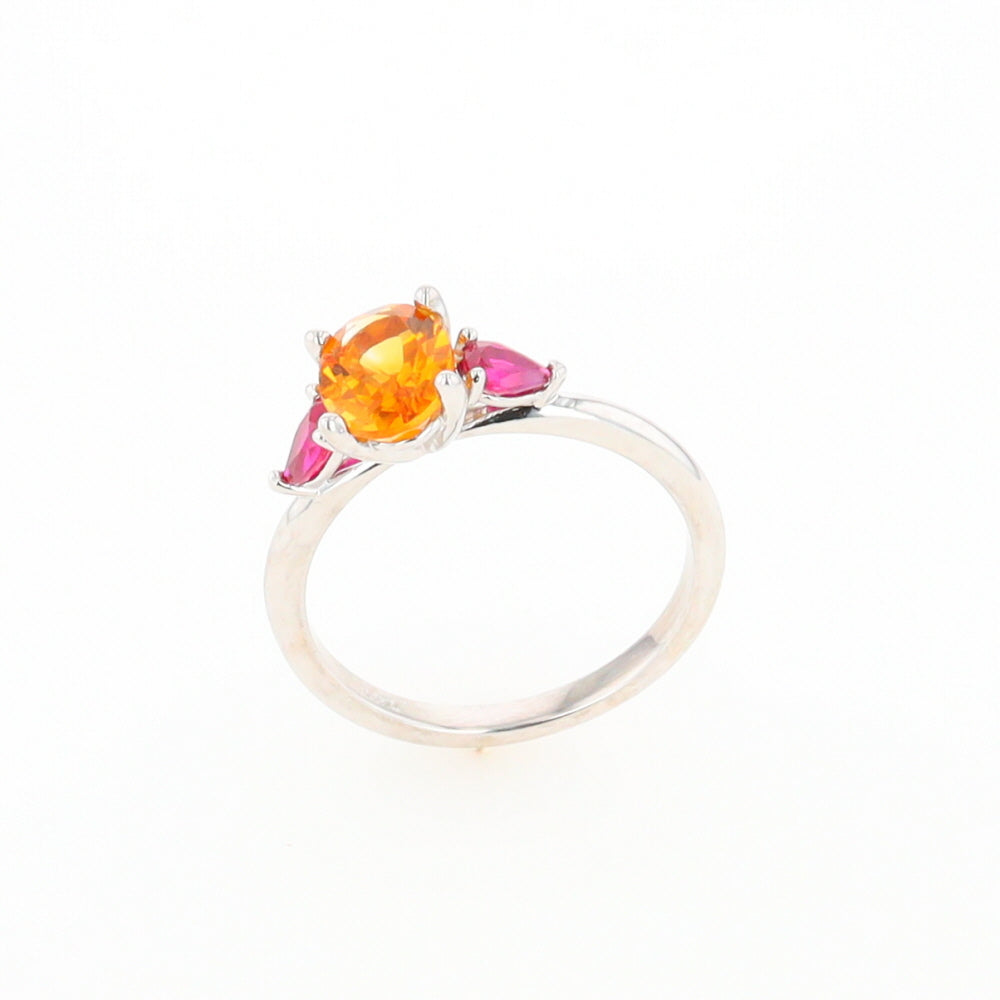 Fall Season Citrine and Ruby Ring