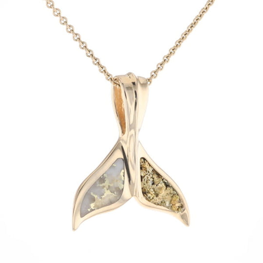 Whale Tail Necklaces Natural Gold Quartz and Nuggets Inlaid Pendant