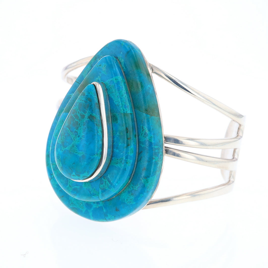 3-Layer Turquoise Raindrop Sterling Silver Cuff