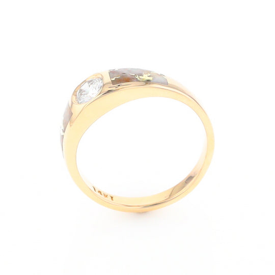 Gold Quartz Ring Double Sided Inlaid with a .61ct Round Diamond