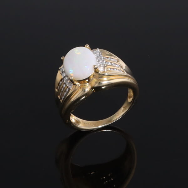 Opal Diamond Channels Ring