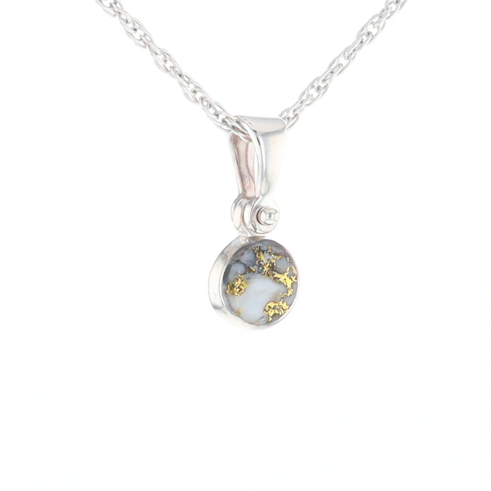 Sterling Silver Gold Quartz Inlaid Circle Pendant - G3