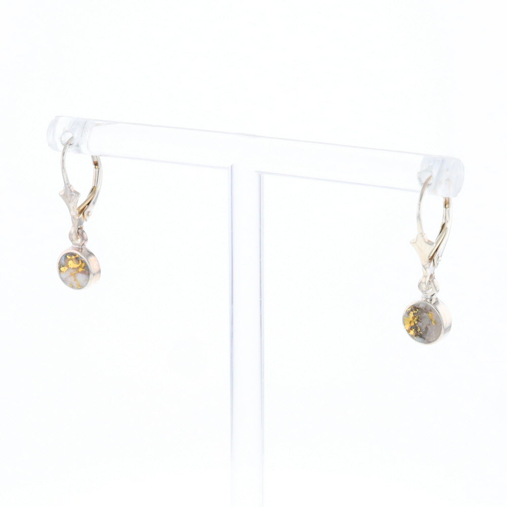 Gold Quartz Inlaid Round Bezel Earrings