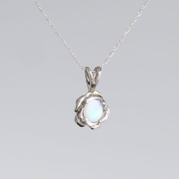 White Opal Flower Pendant