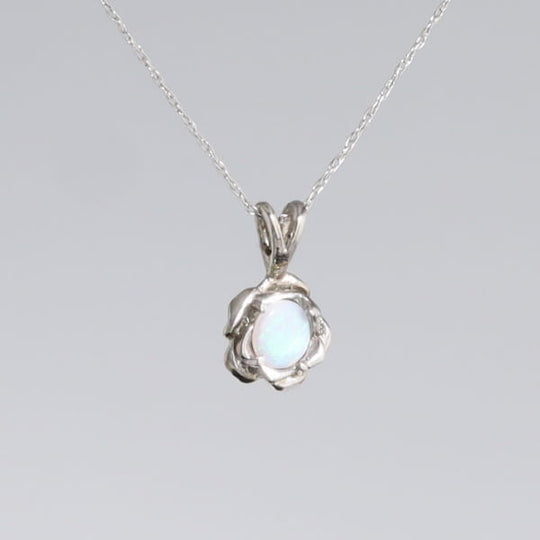 White Opal Flower Pendant