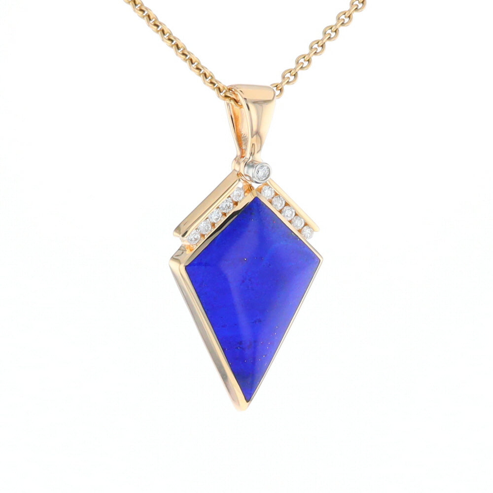 Lapis Kit Shaped Inlaid Pendant with 0.19ctw Diamonds