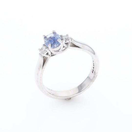 Ceylon Sapphire Three-Stone Trellis Ring