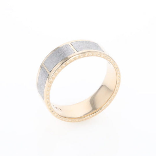 3 Section Men's Meteorite  Milgrain Topped Ring