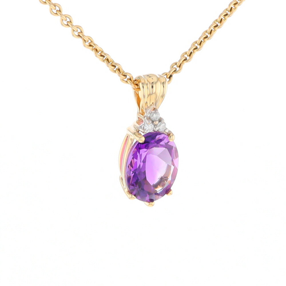 Oval Amethyst Diamond Pendant