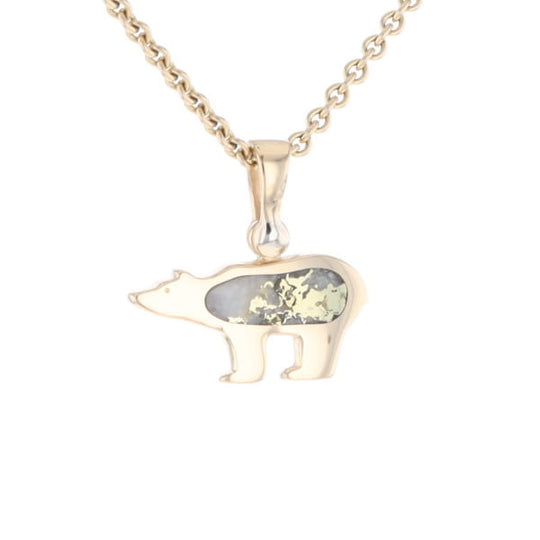 Gold Quartz Inlaid Polar Bear Pendant