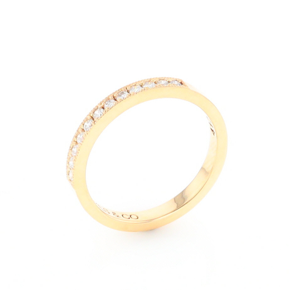 Yellow Gold Milgrain Diamond Wedding Band