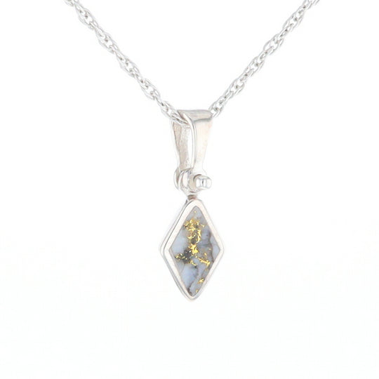 Sterling Silver Gold Quartz Inlaid Diamond Pendant - G3