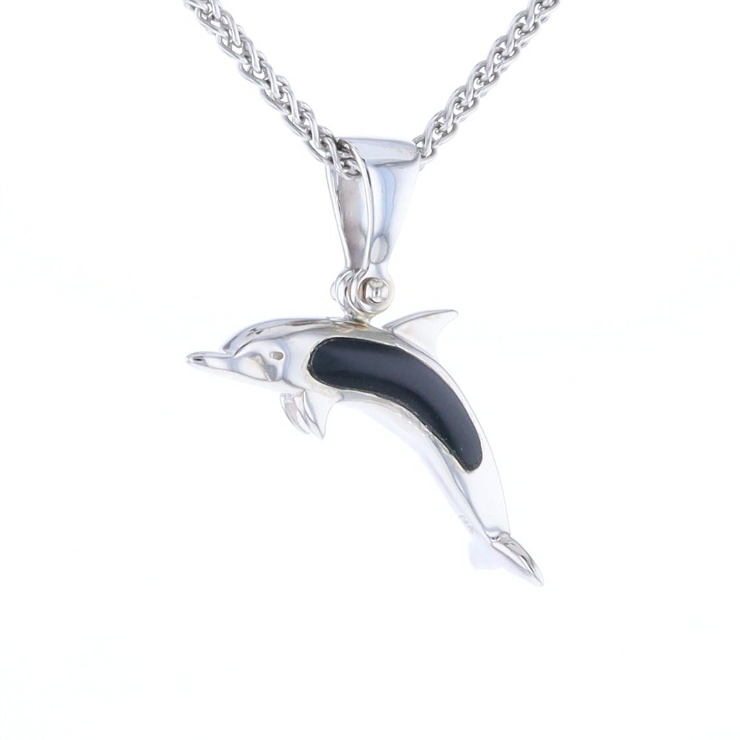 Onyx Inlaid Dolphin Pendant