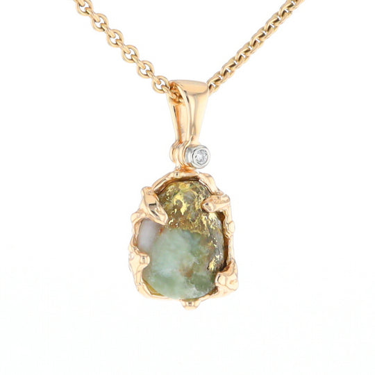Serpentine & Gold Quartz Freeform Pendant