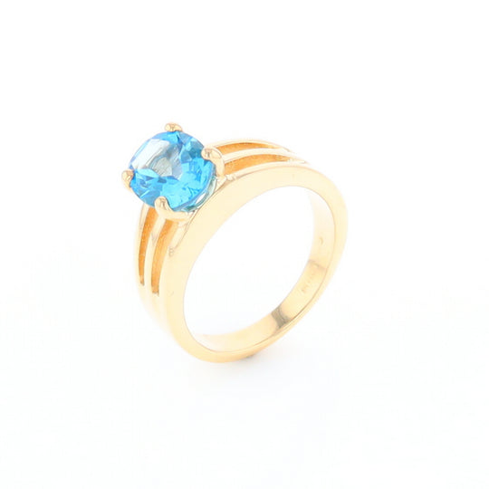 Split Shank Oval Blue Topaz Ring