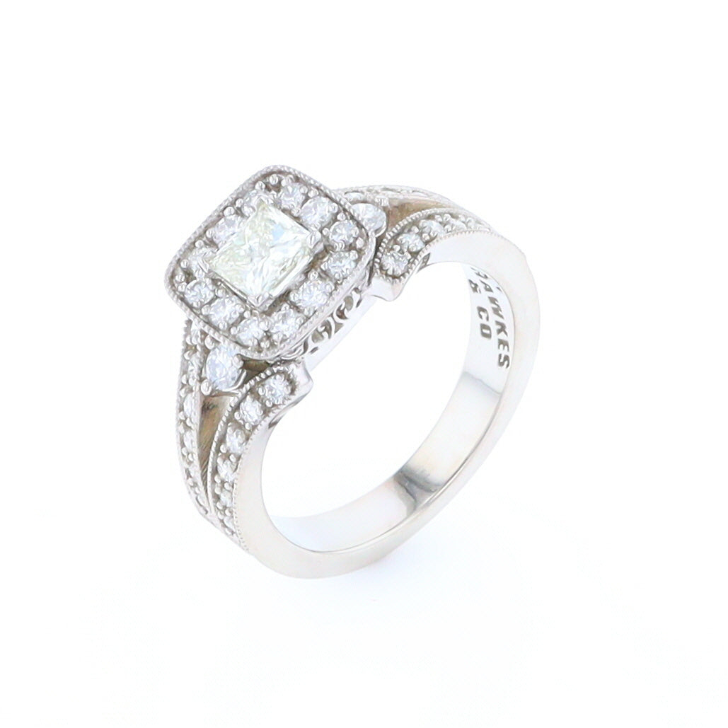 Square Face Diamond Engagement Ring