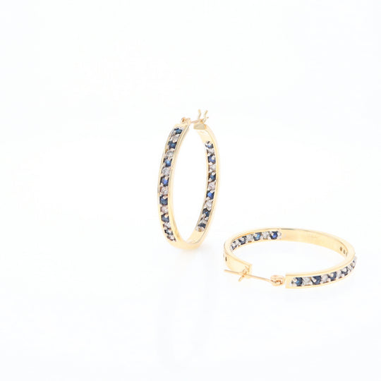 Sapphire & Diamond Hoop Earrings