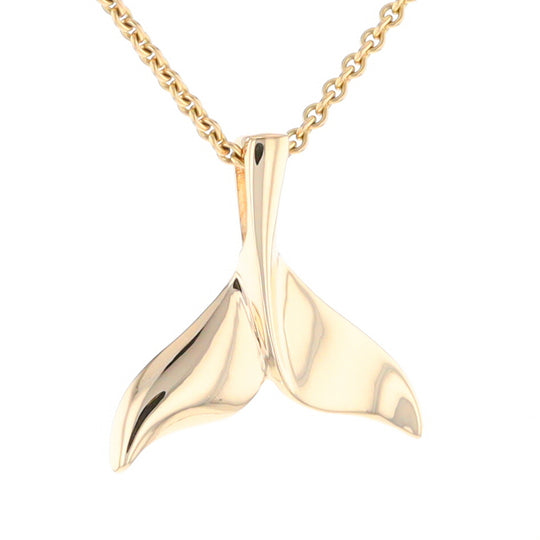 Whale Tail Pendant 14Kt Gold High Polish Realistically Designed