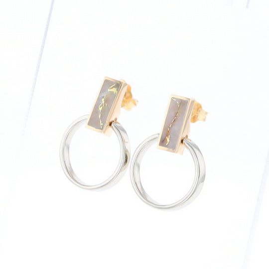 Gold Quartz Rectangle Inlaid Knocker Earrings - G2