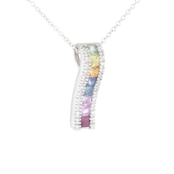 Multi-color Sapphire Necklace with Diamond Accents