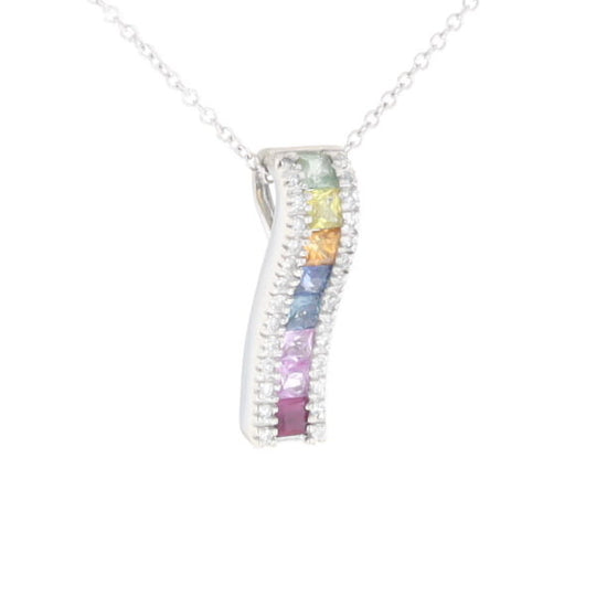 Multi-color Sapphire Necklace with Diamond Accents