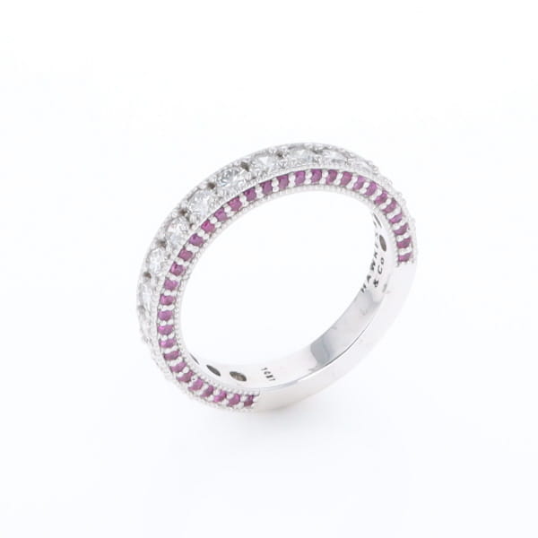 Diamond and Pink Sapphire Wedding Band