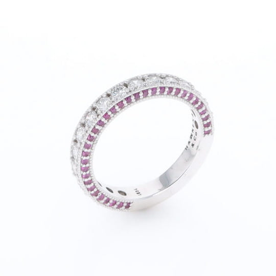 Diamond and Pink Sapphire Wedding Band