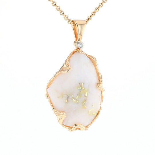 Gold Quartz Freeform Pendant