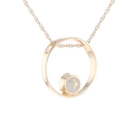 Gold Quartz Pendant Open Circle Design Round Inlay Pendant