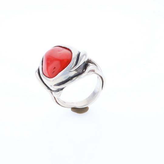 Native Oval Coral Free Form Ring