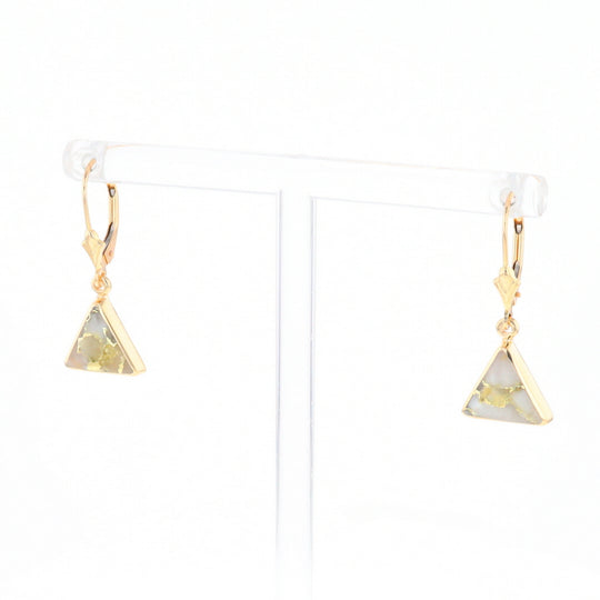 Gold Quartz Triangle Inlaid Earrings - G2